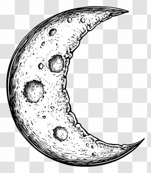Moon Outline - Crescent Moon With Craters Illustration Transparent PNG