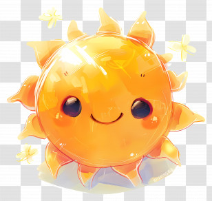 Kawaii Cute Sun - Cute Smiling Sun Cartoon Illustration Transparent PNG