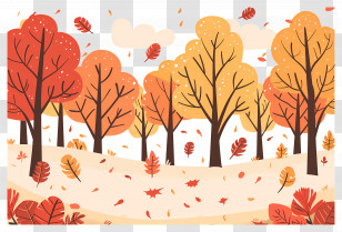Autumn Background - Warm Autumn Illustration With Colorful Trees Transparent PNG