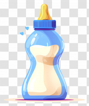 Plastic Baby Bottle - Blue Baby Bottle With Milk Transparent PNG