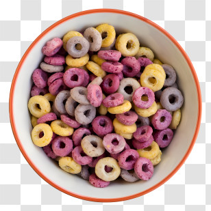 Multicolored Cereal - Bowl Of Colorful Breakfast Cereal Transparent PNG