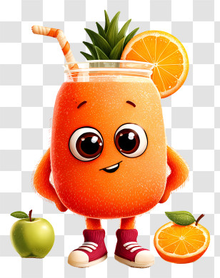 Cute Cartoon Juice - Cute Orange Juice Character Transparent PNG