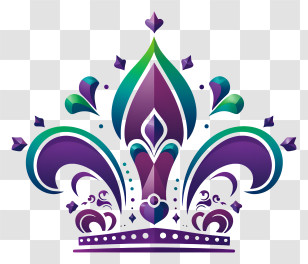 Crown - Purple And Green Crown Design For Mardi Gras Transparent PNG