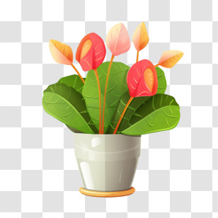 Anthurium Plant - Vibrant Potted Plant With Red Flowers Transparent PNG
