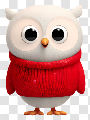Cute Cartoon Snowy Owl - Cute Owl In Red Sweater Transparent PNG