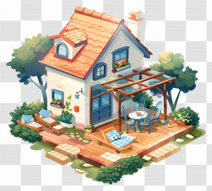 House Backyard Patio - Charming Cottage With Garden Transparent PNG