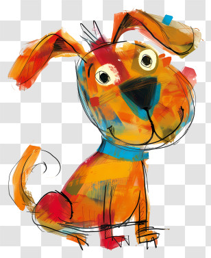 Whimsical Dog - Colorful Cartoon Dog Illustration Transparent PNG