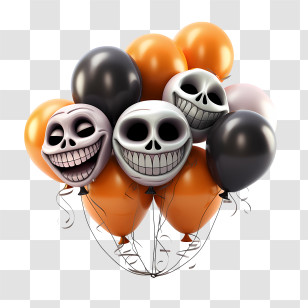 Halloween Balloons - Halloween Balloons With Skull Faces Transparent PNG