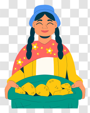 Woman - Woman Holding Basket Of Potatoes Transparent PNG