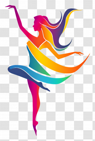 Dancer - Graceful Colorful Dancer Silhouette In Action Transparent PNG