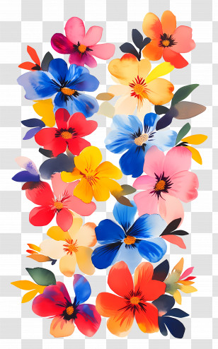 Flower Banner - Vibrant Colorful Flowers Transparent PNG