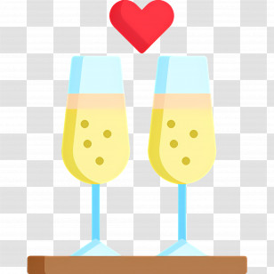 Two Wine Glasses With A Heart - Two Champagne Glasses With Heart Illustration Transparent PNG