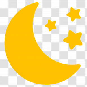 Moon Stars - Yellow Crescent Moon And Stars Illustration Transparent PNG