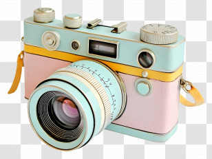 Cute Camera - Pastel Vintage Camera With Lens Transparent PNG