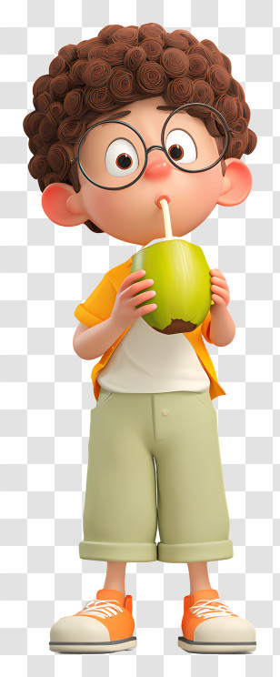 Boy Drinking Coconut Water - Boy Enjoying Refreshing Coconut Drink Transparent PNG