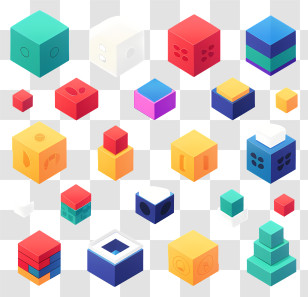 Building Blocks - Colorful Toy Blocks Transparent PNG
