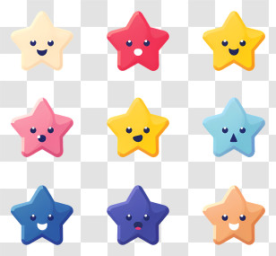 Star Emoji - Cute Cartoon Stars Transparent PNG