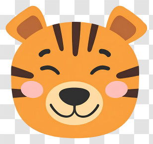 Tiger Emoji - Smiling Tiger Face Transparent PNG