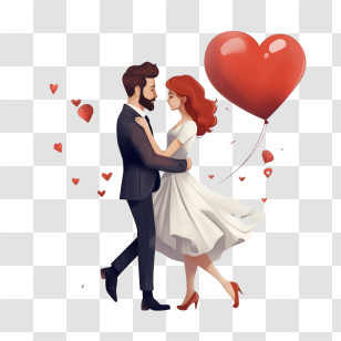 National Matchmaker Day - Romantic Dancing Couple With Heart Balloon Transparent PNG