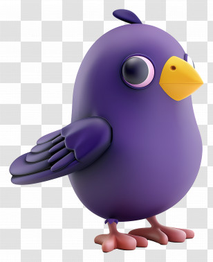 Purple Bird - Purple Cartoon Bird With Yellow Beak Transparent PNG