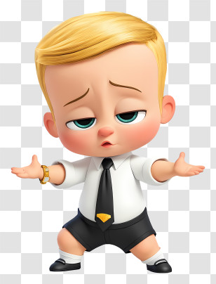 Boss Baby - Blonde Baby Cartoon In Business Suit Transparent PNG
