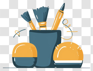 Cartoon - Makeup Brushes And Tools Transparent PNG
