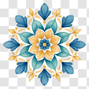 Luxury Mandala Background - Elegant Blue And Yellow Mandala Transparent PNG