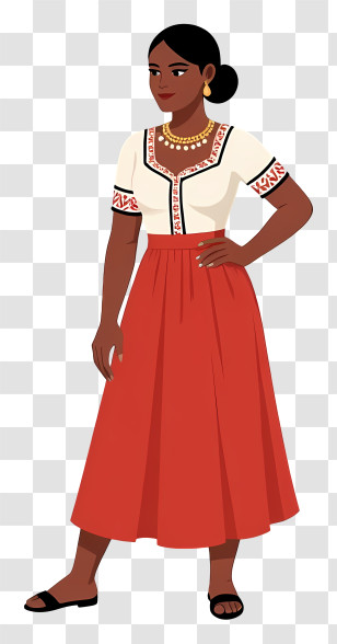 South Africa People - Traditional Dress With Red Skirt Transparent PNG