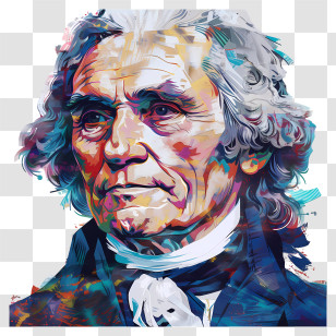 Thomas Jefferson - Detailed Portrait Of Older Man With Artistic Touch Transparent PNG