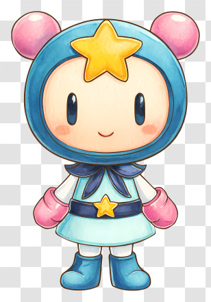 Acrobat Aqua - Cute Blue Star Mascot Transparent PNG