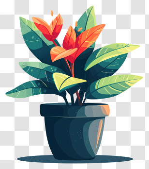 Modern Flower Pot - Vibrant Potted Plant Illustration Transparent PNG