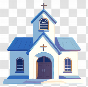 Church Building - Beautiful Cartoon Blue Church Illustration Transparent PNG