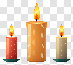 Candles - Wax Candles With Stands In Different Colors Transparent PNG