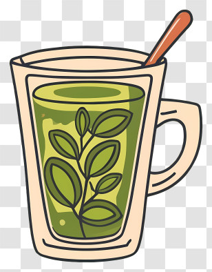 Green Tea - Herbal Tea In Glass Cup Transparent PNG