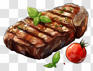 Cooked Steak - Grilled Steak With Tomato Illustration Transparent PNG