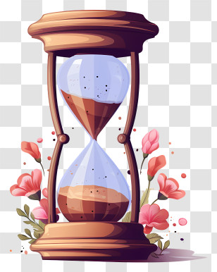 Sand Clock - Hourglass With Floral Decorations Transparent PNG