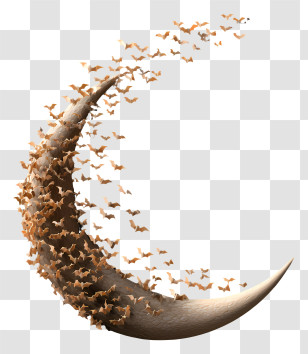 Bat Swarm - Crescent Moon Formed By Birds Transparent PNG