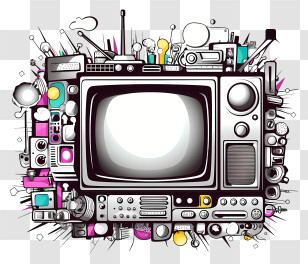 Vintage Television - Vintage Retro TV With Electronics Transparent PNG