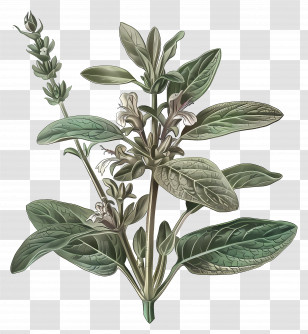 Sage Flower - Sage Herb Plant Illustration Transparent PNG