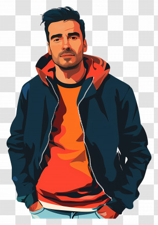 Cartoon Man - Casual Man In Jacket Illustration Transparent PNG