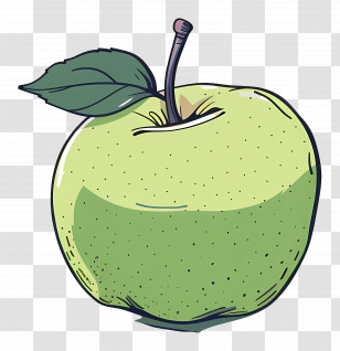 Apple - Green Apple Illustration With Leaf Transparent PNG