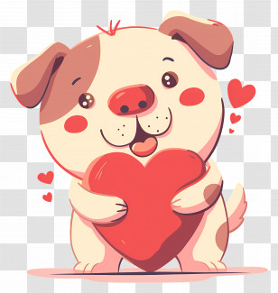 Dog Heart - Cute Dog With Heart Transparent PNG