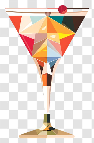 Martini Cocktail - Stylized Geometric Cocktail Glass Transparent PNG