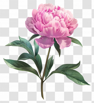 Pink Peony - Pink Flowers With Stems Transparent PNG