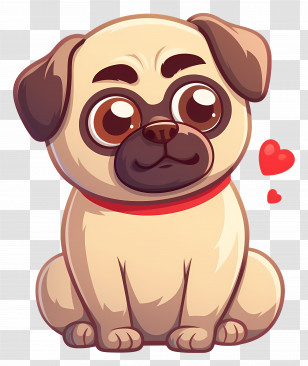 Cute Pug Puppy - Adorable Cartoon Pug Illustration Transparent PNG