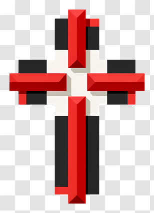 Christian Cross - Red And Black Geometric Cross Transparent PNG