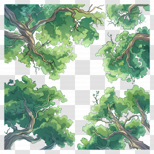 Forest Canopy - Tree Branches And Leaves Overlooking Illustration Transparent PNG