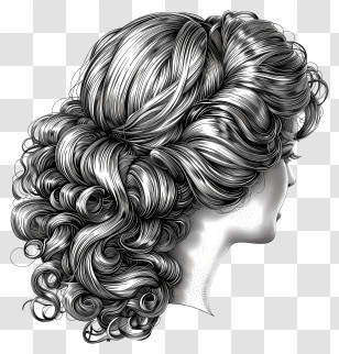 Hair Wig - Elegant Curled Hairstyle Illustration Transparent PNG