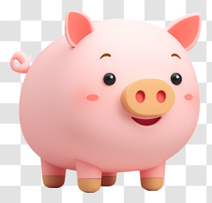 Kawaii Pig - Pink Cartoon Pig Transparent PNG