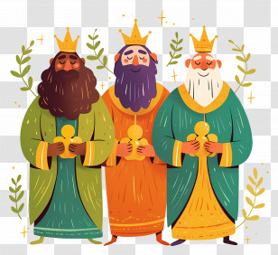 Epiphany Day - Three Wise Men With Gifts Illustration Transparent PNG